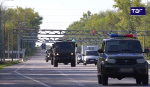 Военные колонны в Суджанском районе. 