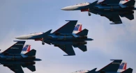 "Русские Витязи" над акваторией Оби.