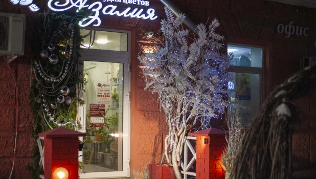 Как магазины и кафе Барнаула украсили к Новому году, 2024.