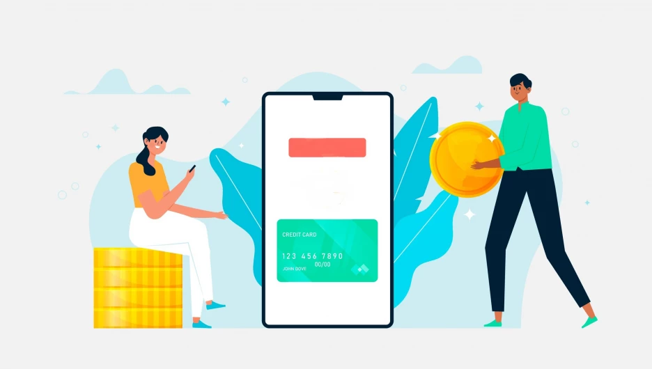 Люди пользуются банковским приложением.