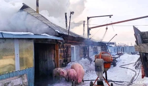 Пожар в хозяйственной постройке на Алтае. 