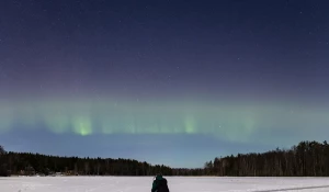 Северное сияние на реке Вуоксе.