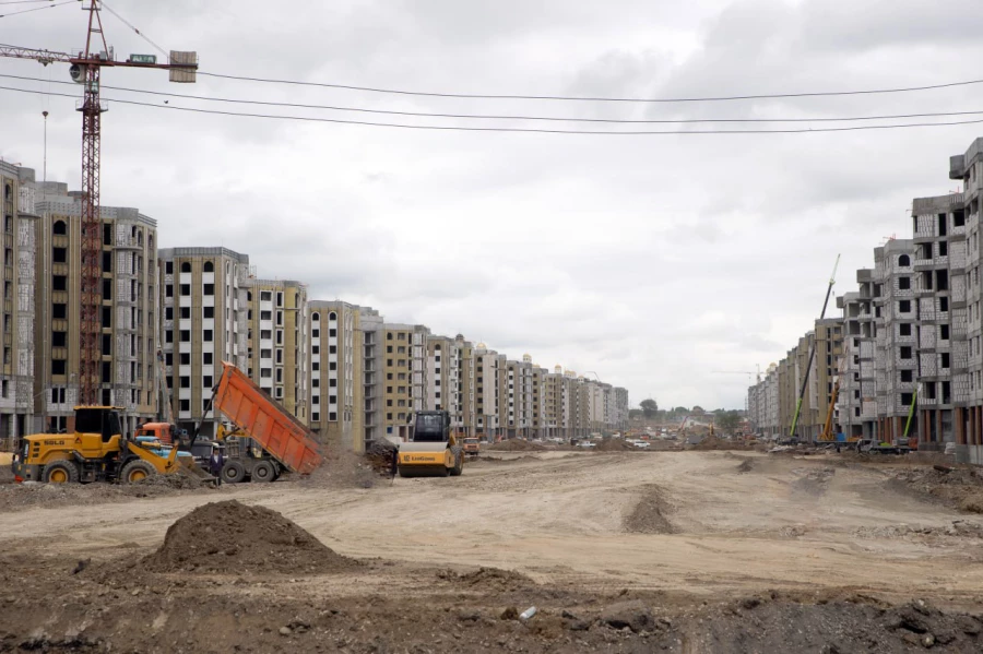 Строительство нового района имени Путина в Грозном.