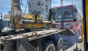 Ограничили движение трамваев на Новом рынке в Барнауле. 