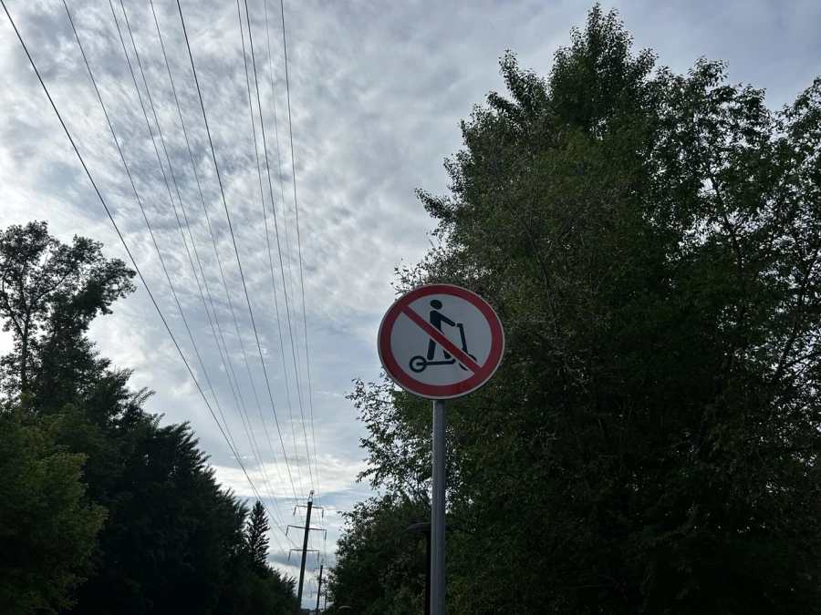 Проезд самокатов запрещен, знак. 