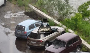 Последствия сильного ливня в Барнауле.