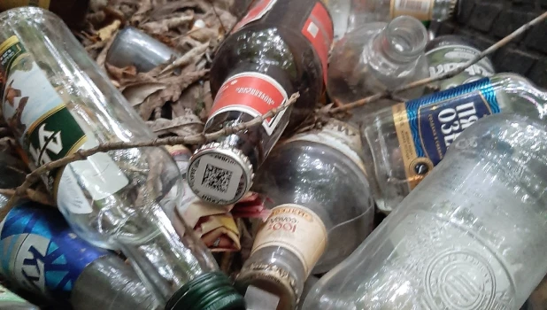 Забор с бутылками.