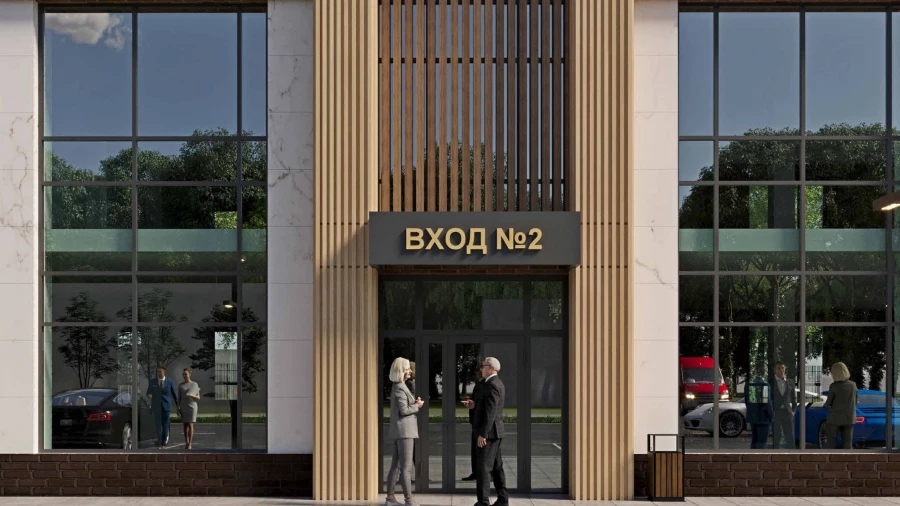 Эскиз административного здания на ул. Петра Сухова 31.