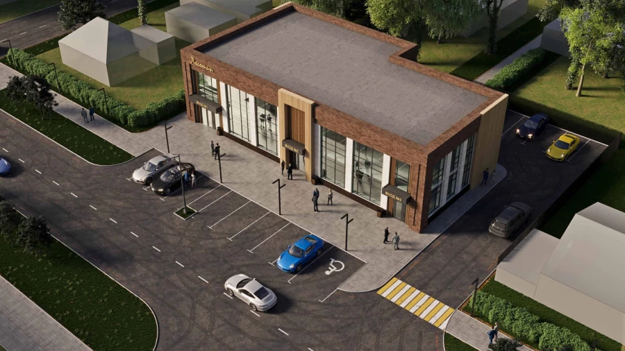 Эскиз административного здания на ул. Петра Сухова 31.