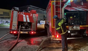 Автосервис охватил ночной пожар в Барнауле