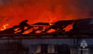 Пожар в барнаульском складе на ул. Промышленная.