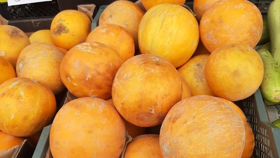 Арбузы и дыни на Новом рынке в Барнауле, 2025. 