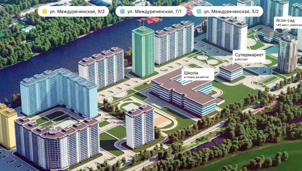 План квартала у реки "Аквамарин". Новосибирск