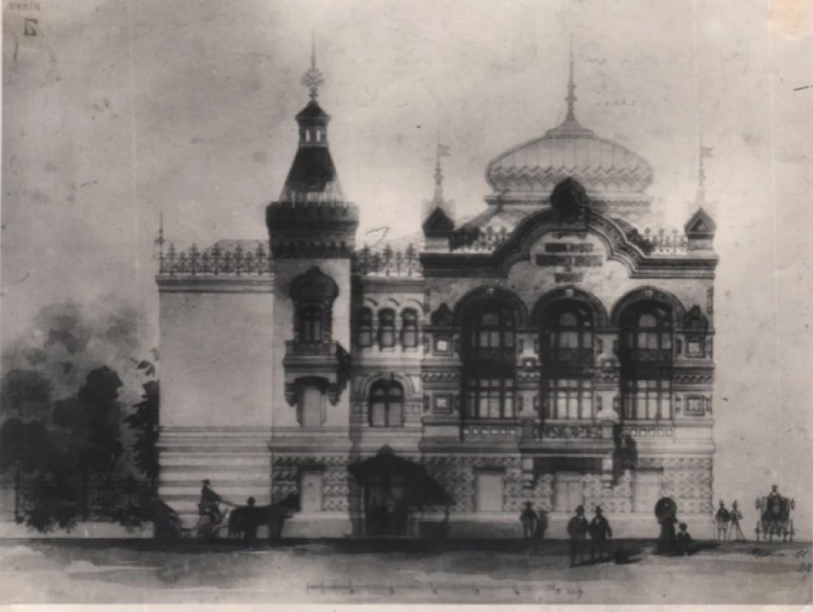 Первоначальный проект Народного дома, выполненный архитектором из Петербурга Иваном Ропетом. 