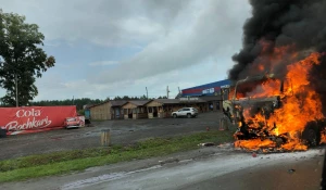 КамАз загорелся под Бийском. 