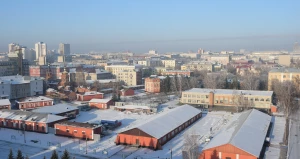 Барнаул с высоты, виды на Барнаул зимой. 