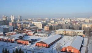 Барнаул с высоты, виды на Барнаул зимой. 