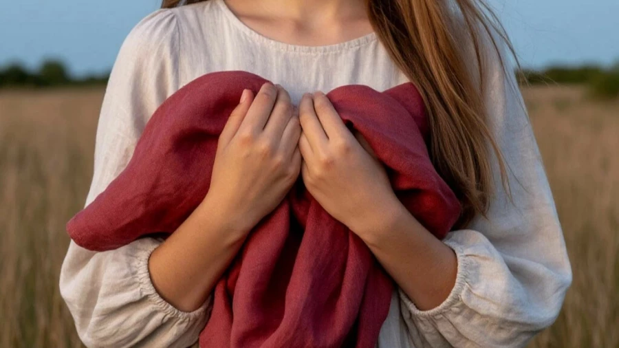 Девушка. Женские руки. Красный цвет.