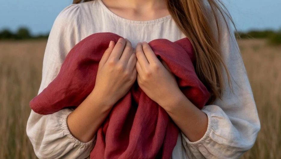 Девушка. Женские руки. Красный цвет.