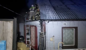 Сотрудники МЧС тушат пожар в бийском доме 