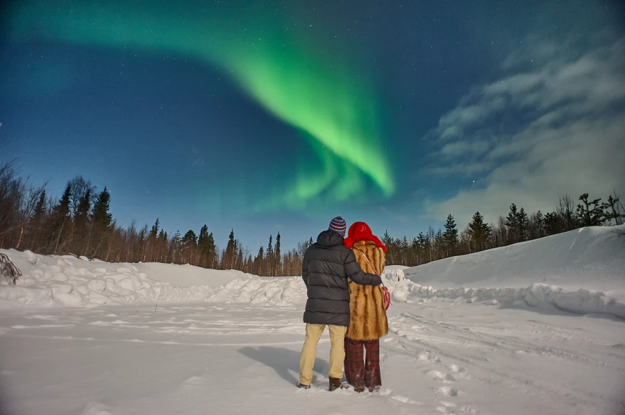 Северное сияние в Мурманске.