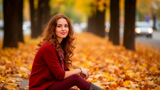 Девушка в листьях.