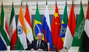 Владимир Путин в ходе пленарного заседания XVII саммита БРИКС (в режиме видеоконференции).