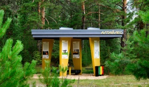 Современное место отдыха на кроме ленточного бора в Павловске.