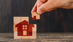 Изображение домика на кубиках.