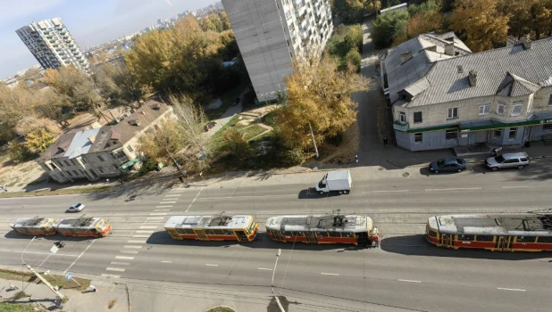 Трамвайный затор после ДТП 