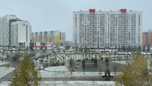 Первый снег в Барнауле.