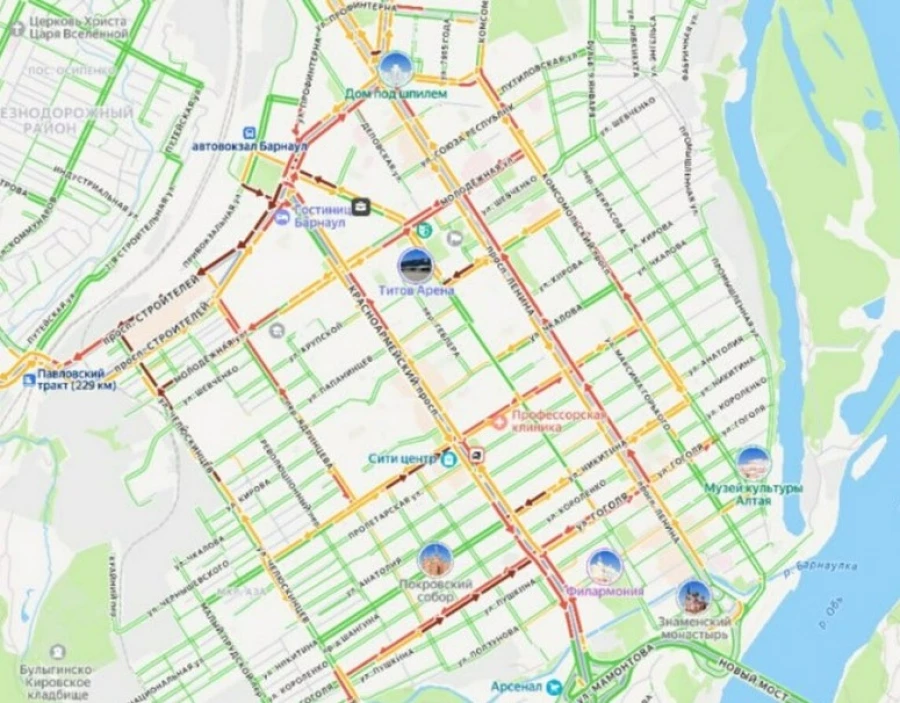 Пробки в Барнауле.