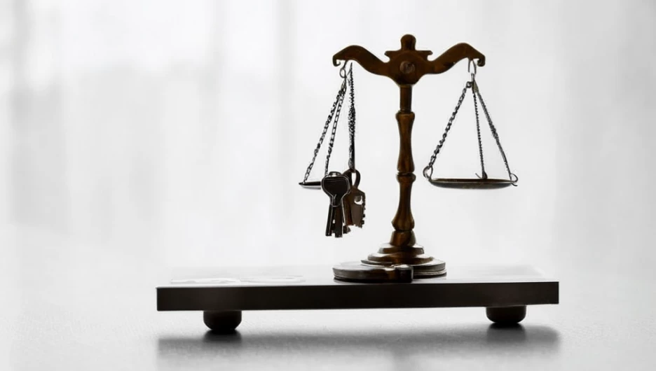 Весы, ключи от квартиры на весах