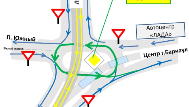Схема движения на новой развязке. Барнаул