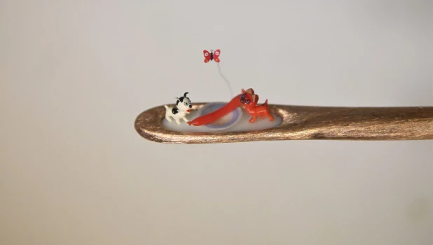 Миниатюра котенка Гав и щенка Шарика.