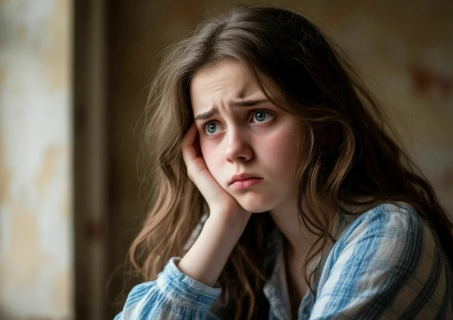 Грустная девушка. Тревога. Печаль.