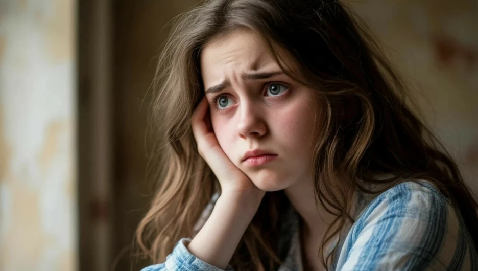 Грустная девушка. Тревога. Печаль.