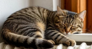 Кот на батарее