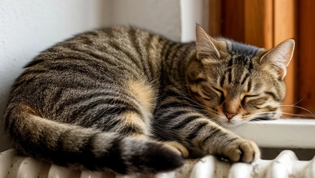 Кот на батарее