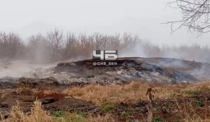 Горящая свалка с отходами в Новороманово