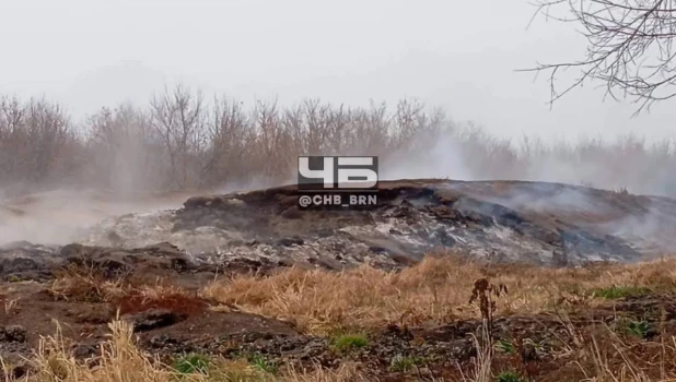 Горящая свалка с отходами в Новороманово