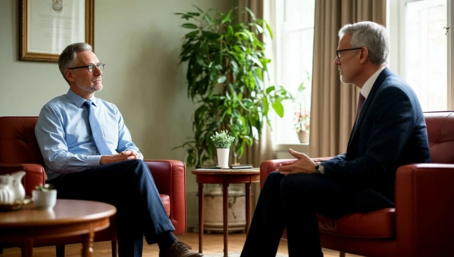 Мужчина на приеме у психолога.