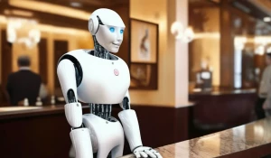 Дружелюбный искусственный интеллект встречает гостей.