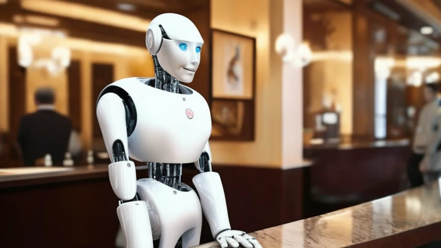 Дружелюбный искусственный интеллект встречает гостей.