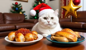 Кот за новогодним столом