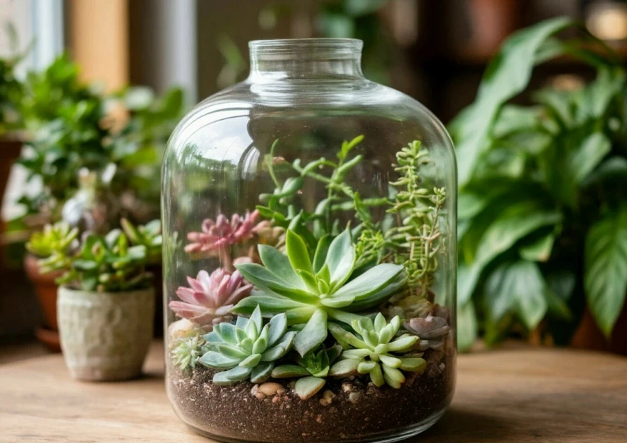 Флорариум. Растение в банке.