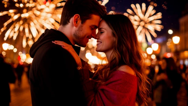 Пара. Влюбленные. Новый год