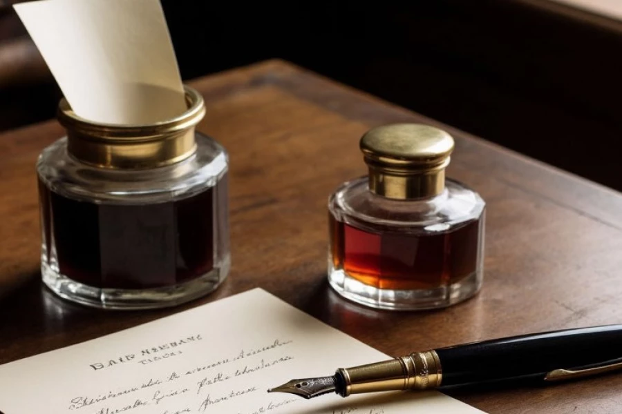 Чернильница. Перо. Письмо. XIX век.