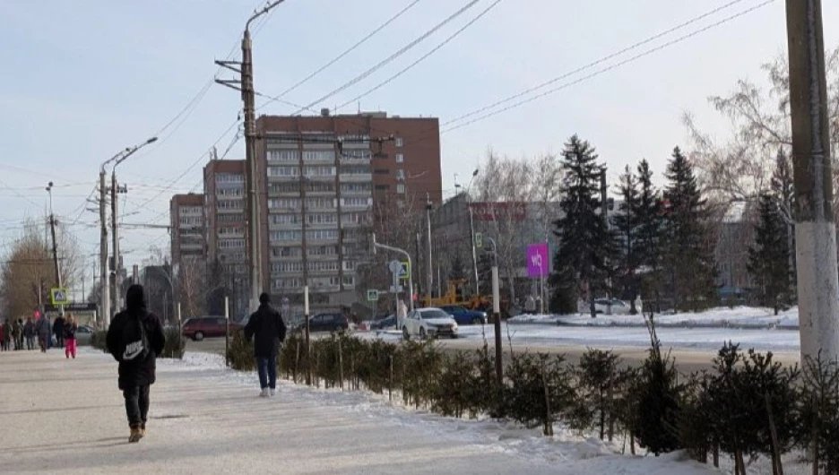 Морозный Барнаул. Улицы Барнаула. Город