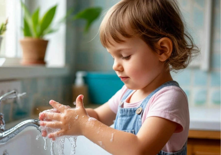 Ребенок. Мытье рук с мылом